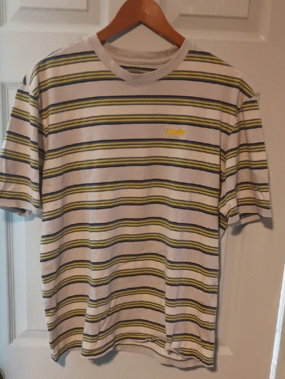 Levi's White Tee with Yellow and Black Stripes